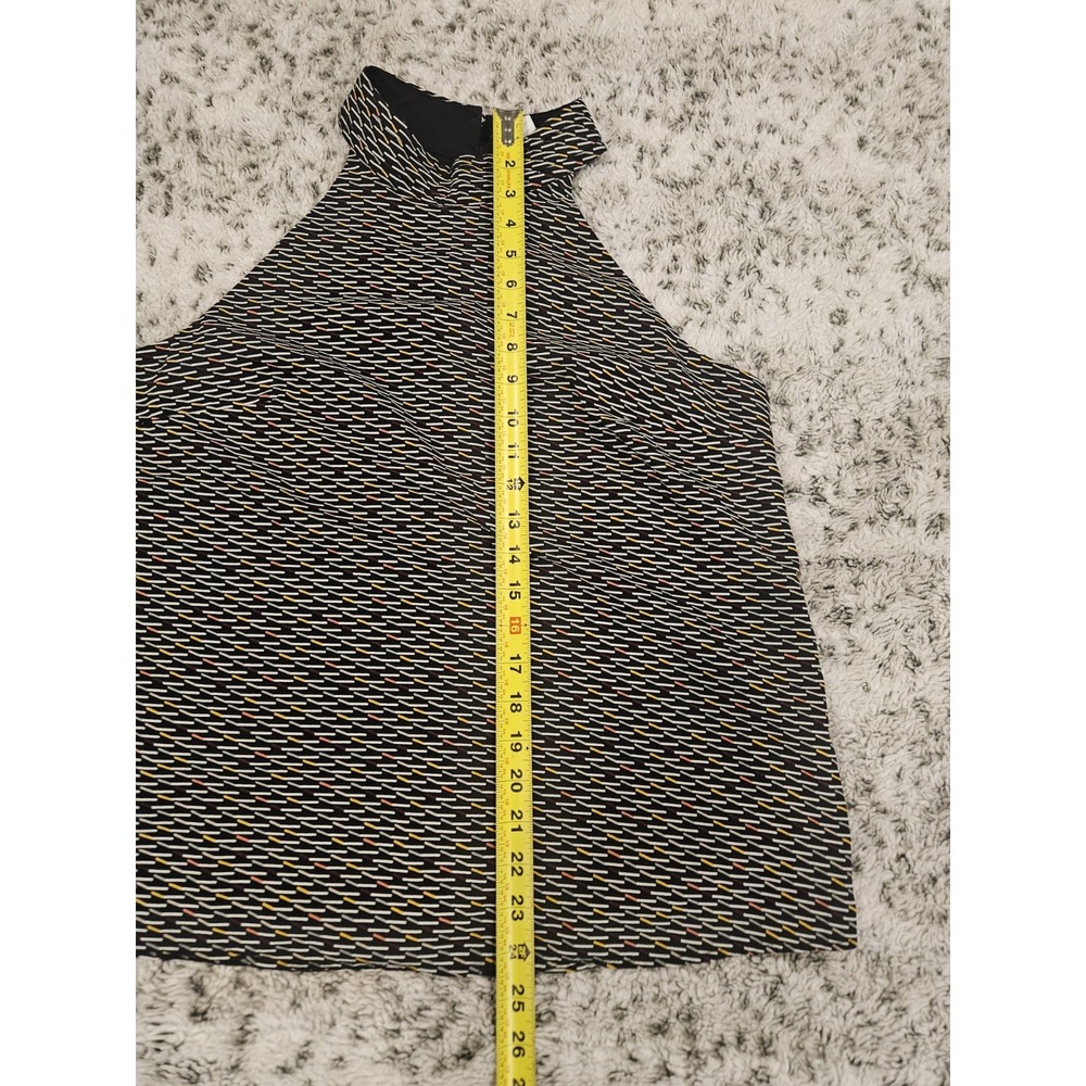 White House Black Market SZ 10 Black Multicolor Halter Blouse Sleeveless Lined - Picture 9 of 10